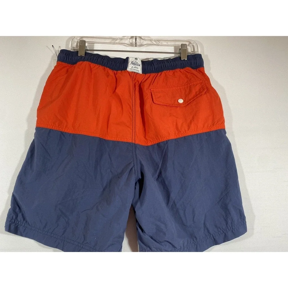 Nautica Vintage Men's Swim Trunks Medium Multicolor Embroidered Logo‎ Lined